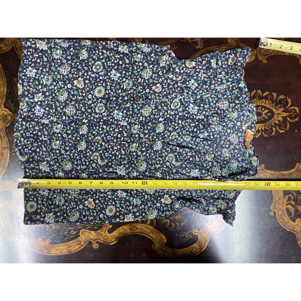 Tory Burch Silk Navy Floral Flutter Cap Sleeve Top Prairie Peasant Preppy Y2K 0